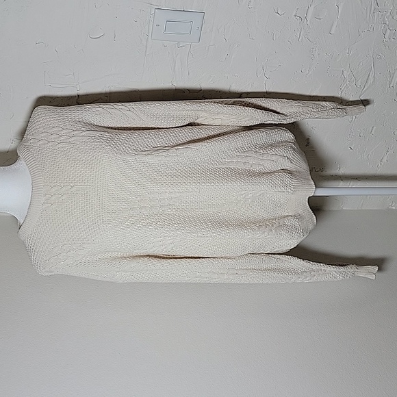 Vintage Jantzen Fisherman Sweater L Chunky Knit Crewneck Pullover Ivory USA - Picture 1 of 13
